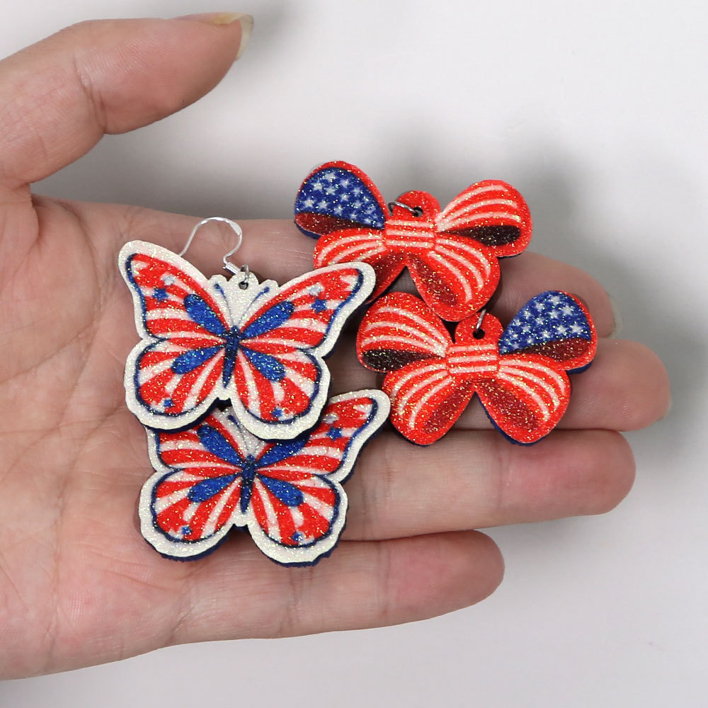 Nueva bandera de EE.UU. pentagramas colgante pendientes de orellas japonesas independientes de fiestas estadounidenses decoración de joyas pendientes