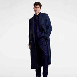 双排扣男士大衣男黑色外套秋冬新款高级感休闲大衣毛呢外套C1389