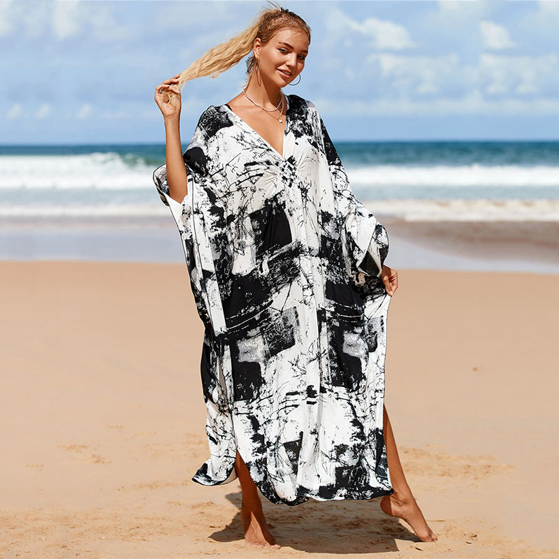 224g Weight Sunscreen Shirt Outerwear Type 3/4 Length Sleeve Sleeve Length Polyester Fabric Type Long Top Length V Neck Neckline Printing, Leopard Pattern Spring&Summer Season Women's Gender Vacation, Beach Style Women's Printing Leopard Vacation Beach Cover Ups 102