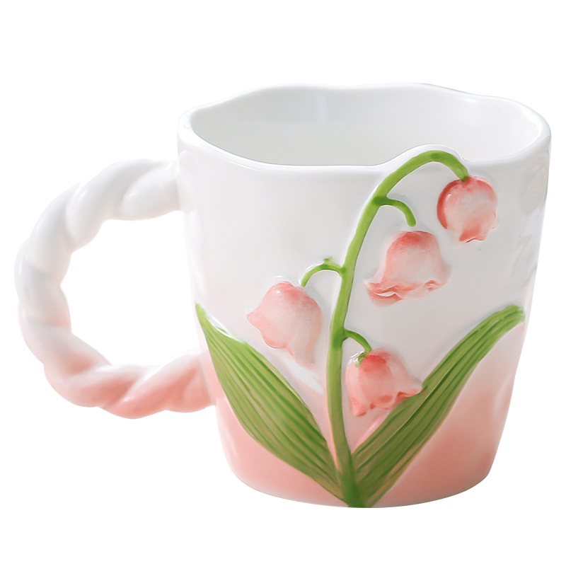 Hermosa orquídea Taza de cerámica taza de agua hogar exquisito elegante taza de café taza de té regalo