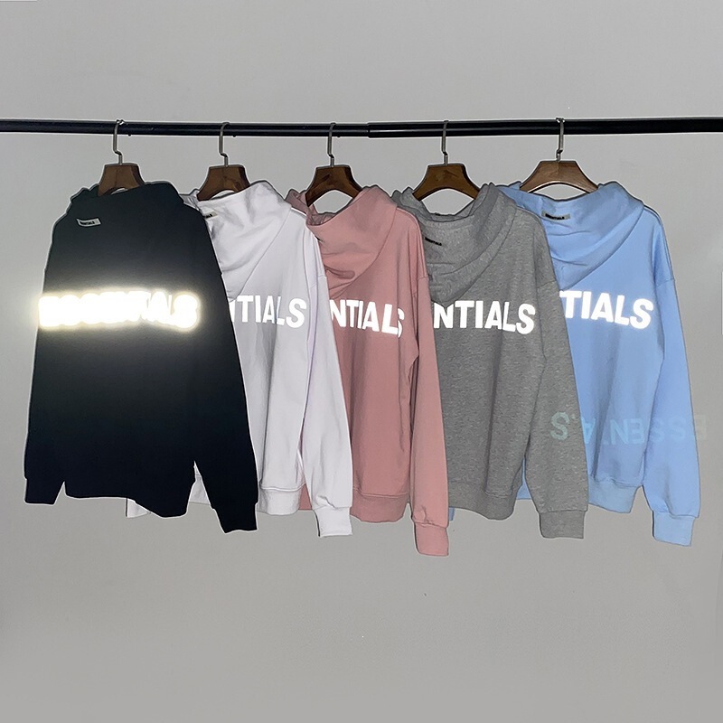 FOG Essentials hooded jacket with 3M reflective letters on the back, unisex, thin terry sweatshirt FOG Essentials hooded jacket with 3M reflective letters on the back, unisex, thin terry sweatshirt