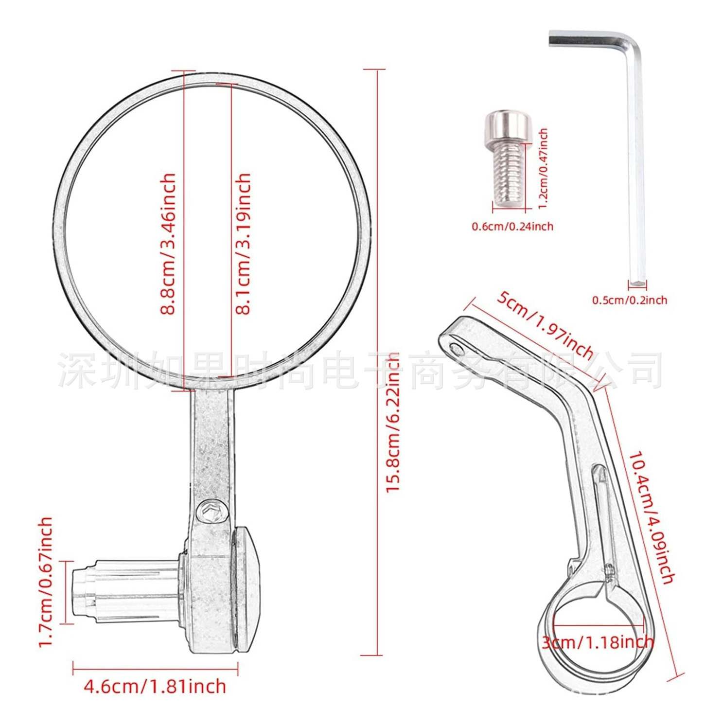 Factory Direct Sales Motorcycle Cnc Curved Rod Rearview Mirror All-Aluminum Cherry Round Motorcycle Reflector Retro Rearview Mirror