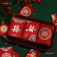 結婚式のミニ赤い封筒、小さな幸せの言葉、小さな赤い封筒、結婚式の赤い封筒バッグ、ドアストッパー、赤い封筒、結婚式用品卸売