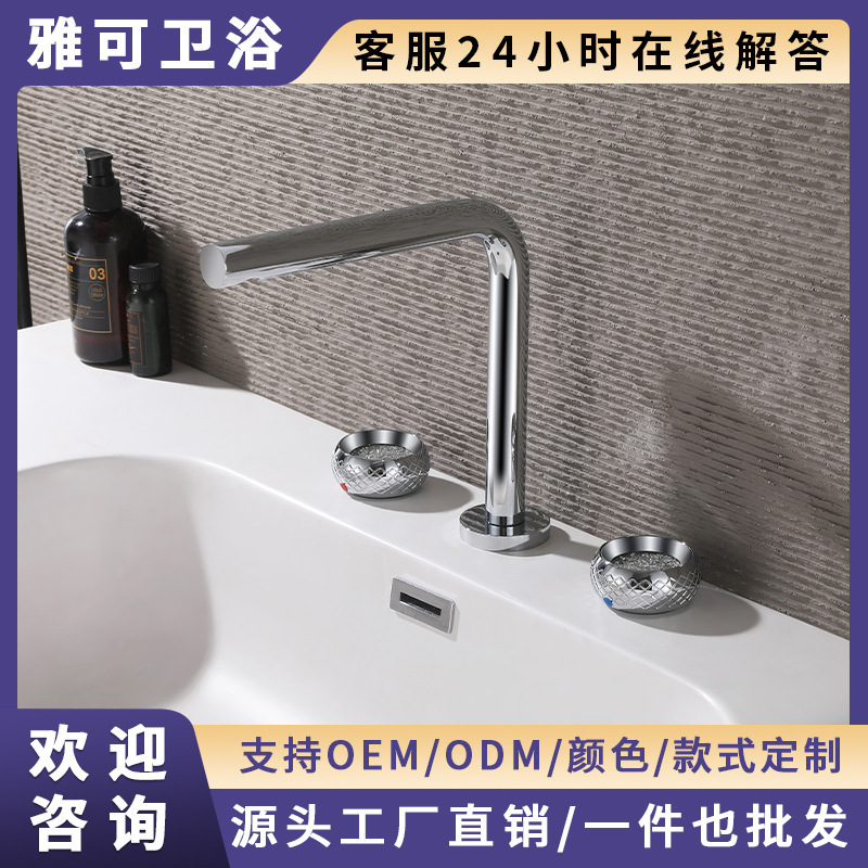 Brass High-End Hotel Bathroom Basin Faucet, Gun Gray Color, Dual Handle Hot and Cold Washbasin Faucet Brass High-End Hotel Bathroom Basin Faucet, Gun Gray Color, Dual Handle Hot and Cold Washbasin Faucet