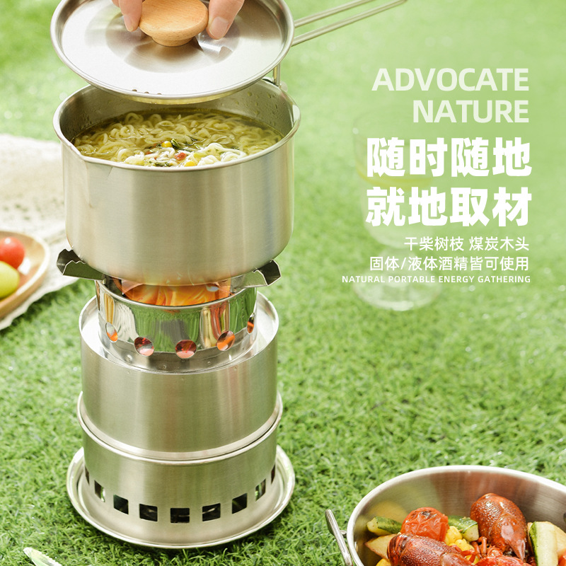 Estufa de agua al aire libre estufa de leña al aire libre portátil nueva fabricación de té estufa de picnic camping cocina conjunto completo