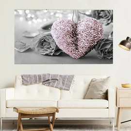 高清简约单幅粉色爱心画客厅装饰画 沙发背景墙壁画卧室床头挂画