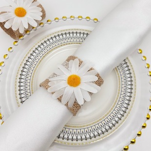 Cross-border wholesale sunflower napkin ring natural linen napkin ring daisy napkin buckle paper towel ring mouth cloth ring