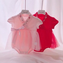 寶寶周歲禮服女童連體衣嬰兒百天2021夏裝薄款滿月衣服洋氣公主裙