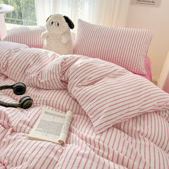 ins mixed Feng Shui cotton four-piece set full cotton bed sheet and pillowcase student dormitory three-piece set bed cover bedding 4 