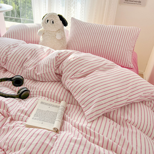 ins mixed Feng Shui cotton four-piece set full cotton bed sheet and pillowcase student dormitory three-piece set bed cover bedding 4 