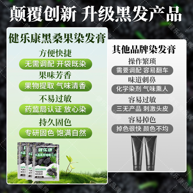 健楽康黒桑果植物染毛剤染毛クリームは自宅で髪を染めています。|undefined