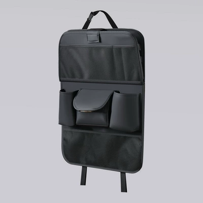 Seat Back Hanging Bag Anti-Kick — Chair back anti-kick pad - long-model-with-dining-table-black-xl-64x45
