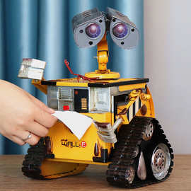 WALL-E瓦力机器人模型金属抽纸盒复古创意客厅纸巾盒铁艺摆件礼物