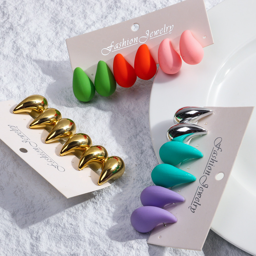 30g Weight Ear Studs Classification 3 Pairs Quantity Daily Occasion Acrylic Material Water Droplets Pattern Women's Gender Spray Paint Design IG Style, Simple Style Style 3 Pairs IG Style Simple Style Water Droplets Spray Paint Arylic Ear Studs 2