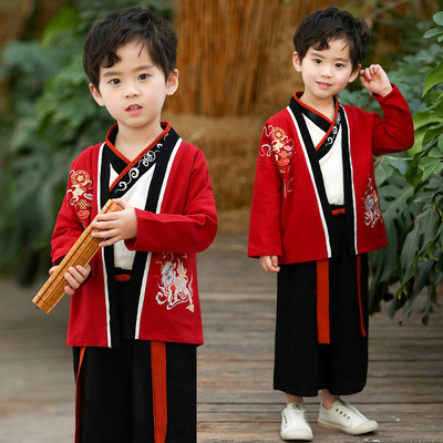 Chinese Hanfu dress for boy Long sleeve tang suit kindergarten stage performance film drama cosplay princess warrior swordsman cosplay robe