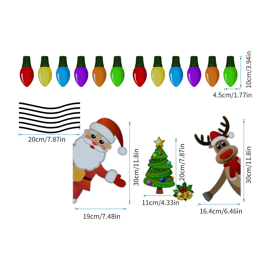 Weihnachten Glühbirne Alte Mann Schneemann Gnome Elch Auto Dekoration Magnetische Reflektierende Aufkleber display picture 2