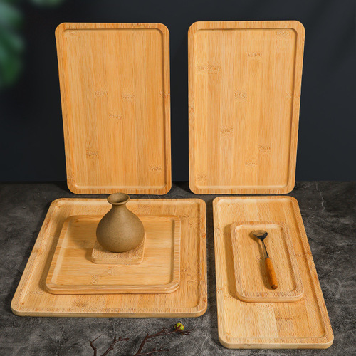Bamboo tea tray solid wood rectangular household saucer Japanese simple teacup tea set tray storage tray bread tray
