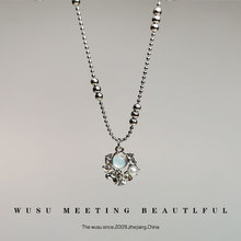 简约小众镶钻爱心月亮吊坠项链女百搭高级感复古气质锁骨链颈链