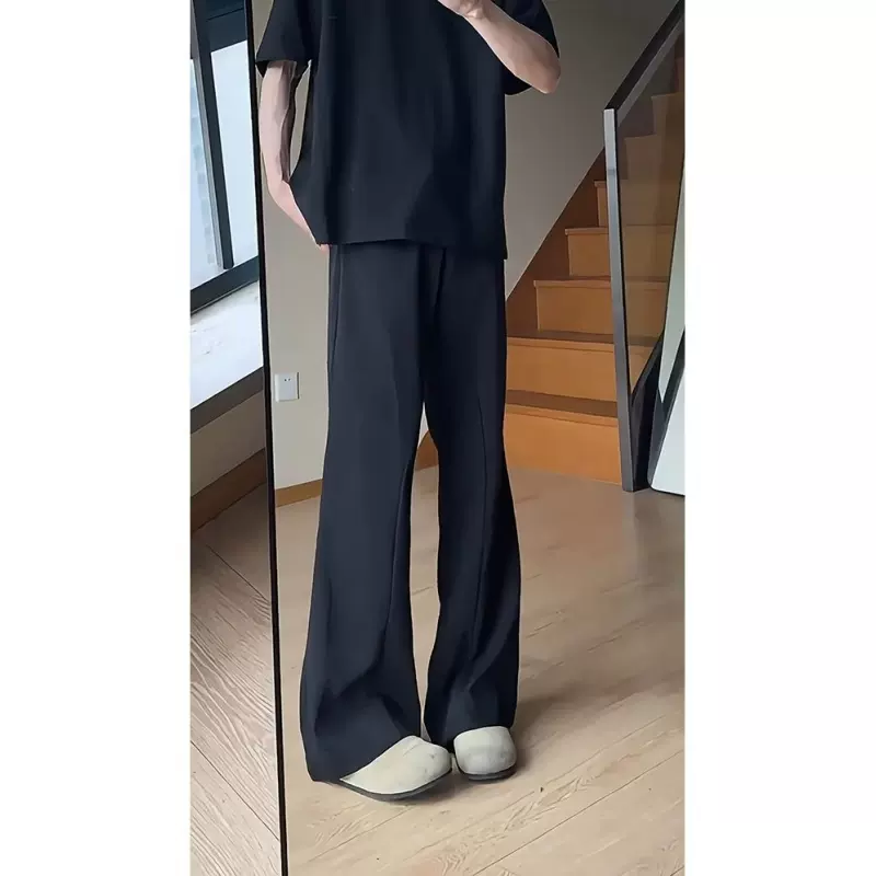 美式微喇休闲裤男款春秋cleanfit黑色西装裤垂感高级感薄款裤子