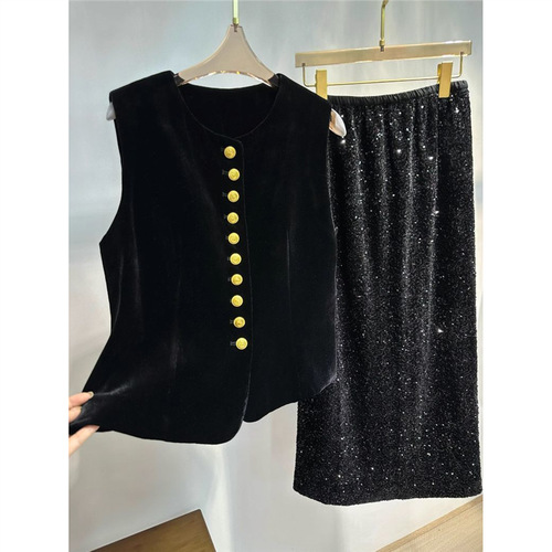 New Chinese velvet vest temperament retro China style female design all-match slimming sleeveless horse clip