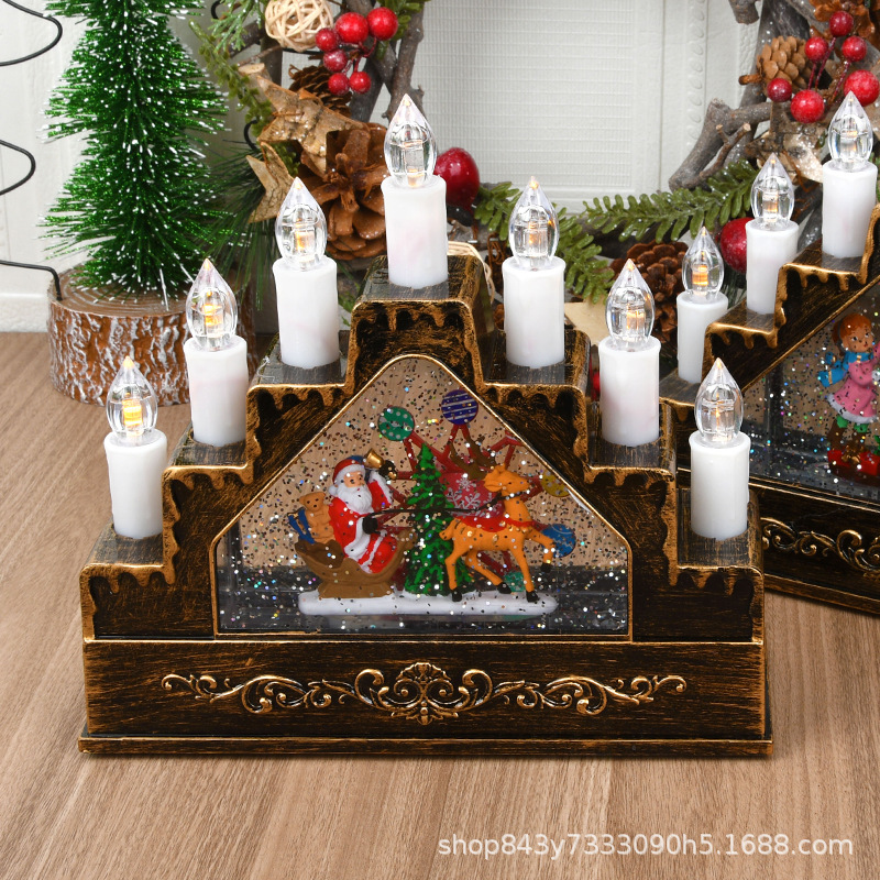 Decoraciones de Navidad lámpara de viento bola de cristal caja de sonido automática nieve flota de cristal luz de música regalos de Navidad