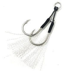 廠家批發路亞綁毛壓扁雙圈黑線鐵板鈎帶倒刺鋒利魚鈎戶外垂釣用品