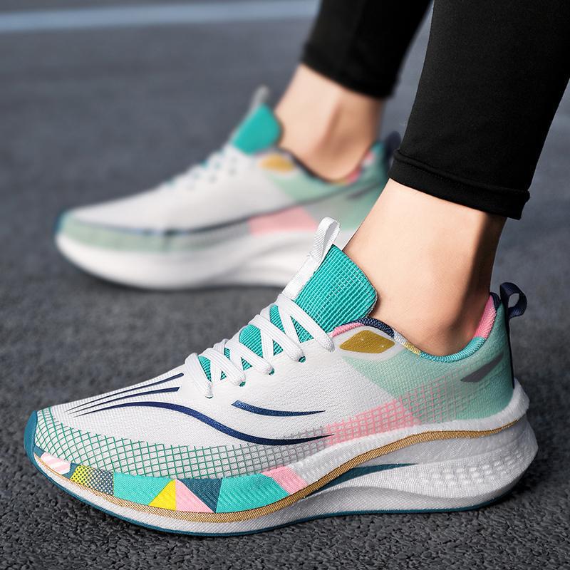 2025 New Arrival Running Shoes Men's New Color Matching Flying Woven Breathable Children's Sports Carbon Board Professional Racing Shock Absorbing Running Shoes Women