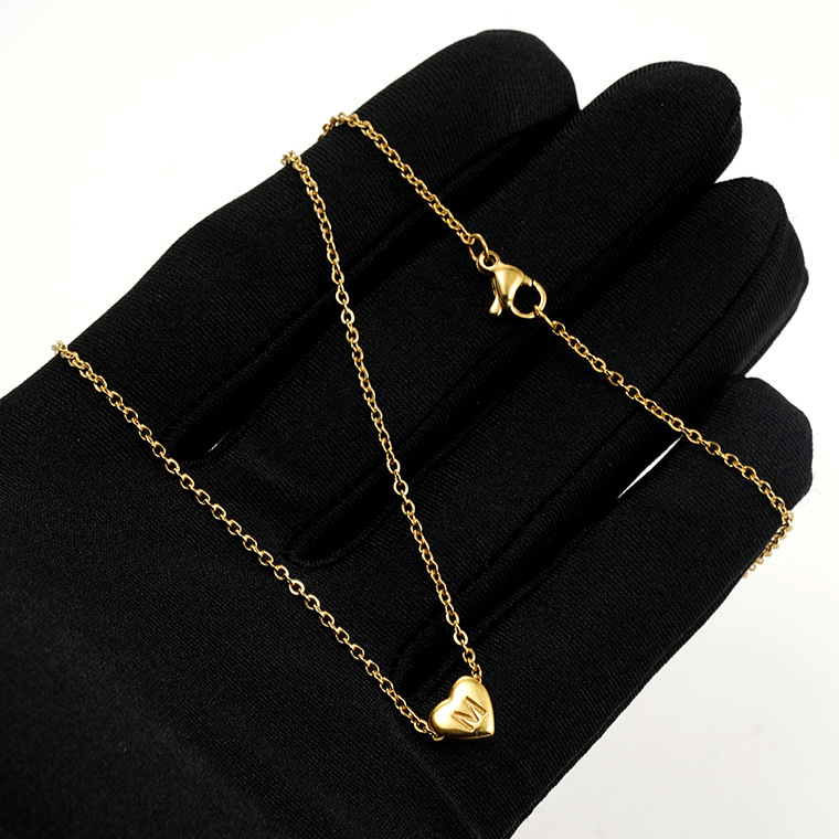 Fashion Letter Heart Shape Titanium Steel Plating Pendant Necklace 1 Piece