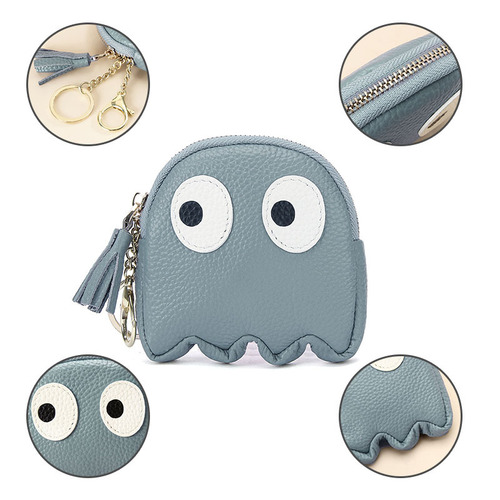 First layer cowhide mini creative cartoon zipper coin bag ins cute keychain coin genuine leather coin purse for women