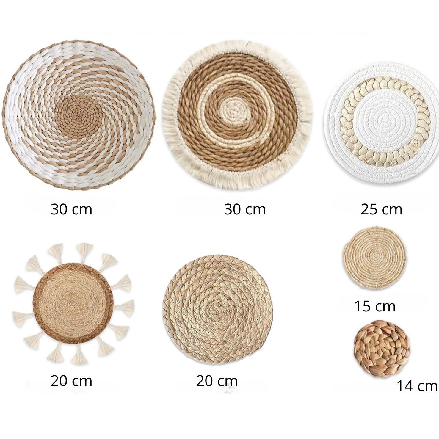 Juego de cesta de pared bohemia, decoración de paja tejida a mano para entrada, sala de estar y B&B, adornos colgantes