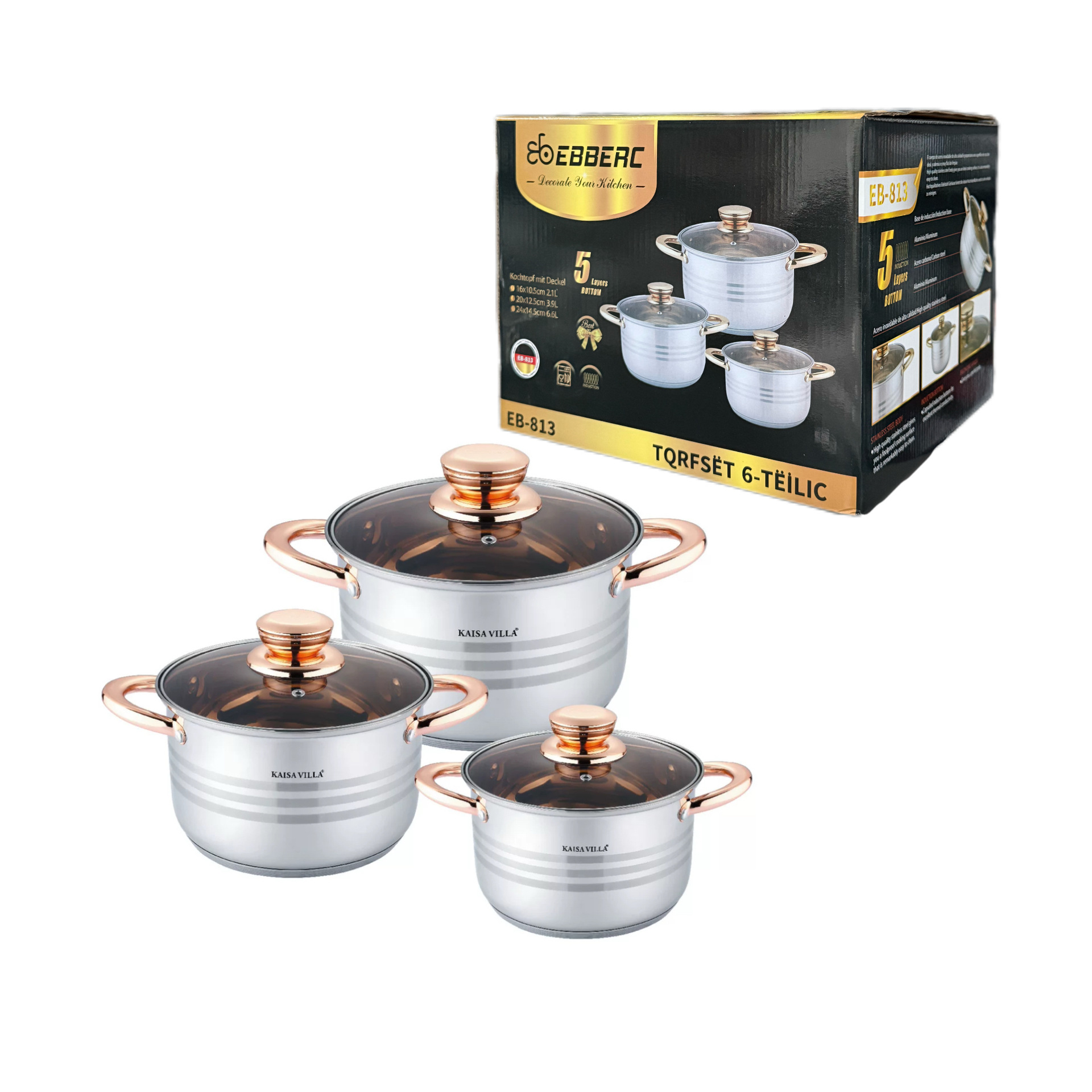Juego de Ollas de Acero Inoxidable de Acero Inoxidable 201 Antiadherente para Cocina image 7