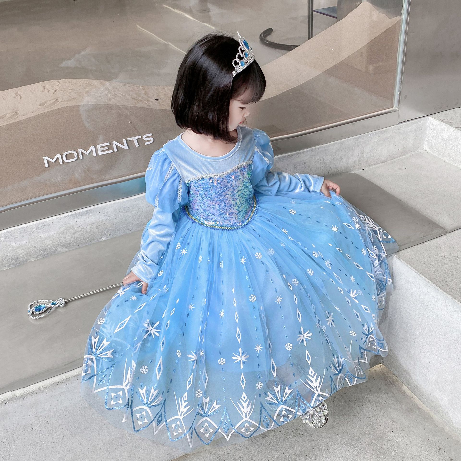 thumbnail image 3 of Vestido de niña de manga larga para otoño e invierno, vestido de princesa para niña, tesoro femenino para cumpleaños, 3 of 5