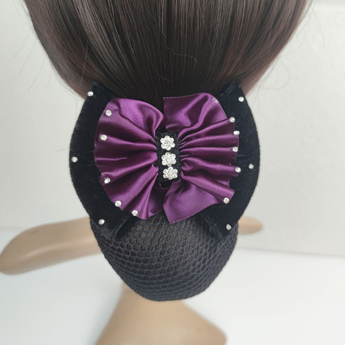 Work hair flower nurse hair net bag stewardess high-end diamond-encrusted hair flower professional work hair net hairpin for women