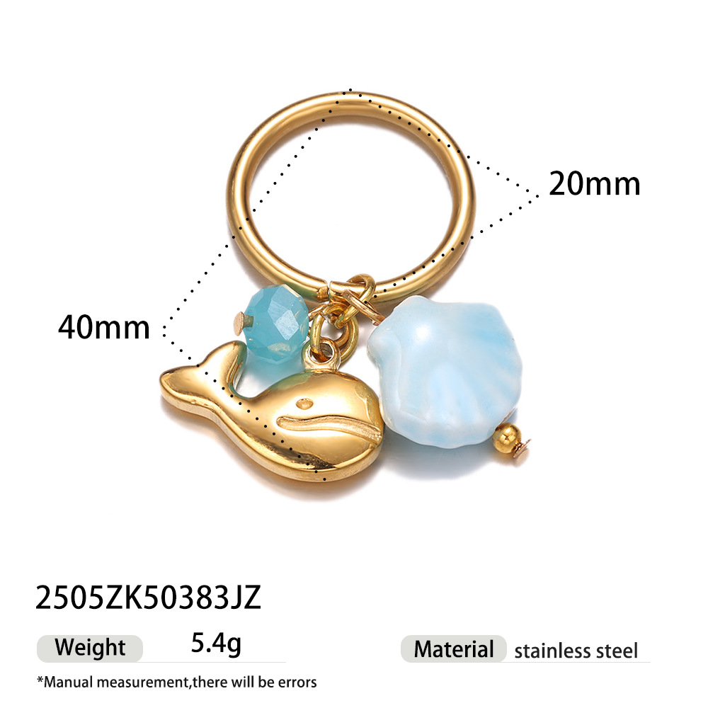 Anillo de acero inoxidable europeo y americano de Tena, lujo ligero, sentido de alta gama, estilo de playa marina, anillo de acero de titanio, diseño de nicho femenino