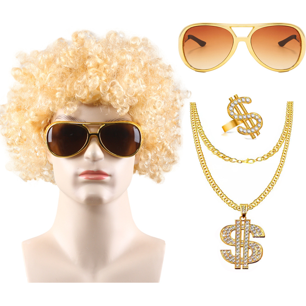 Golden Explosive Head Tea Cat Dollar Open Ring Dollar Necklace