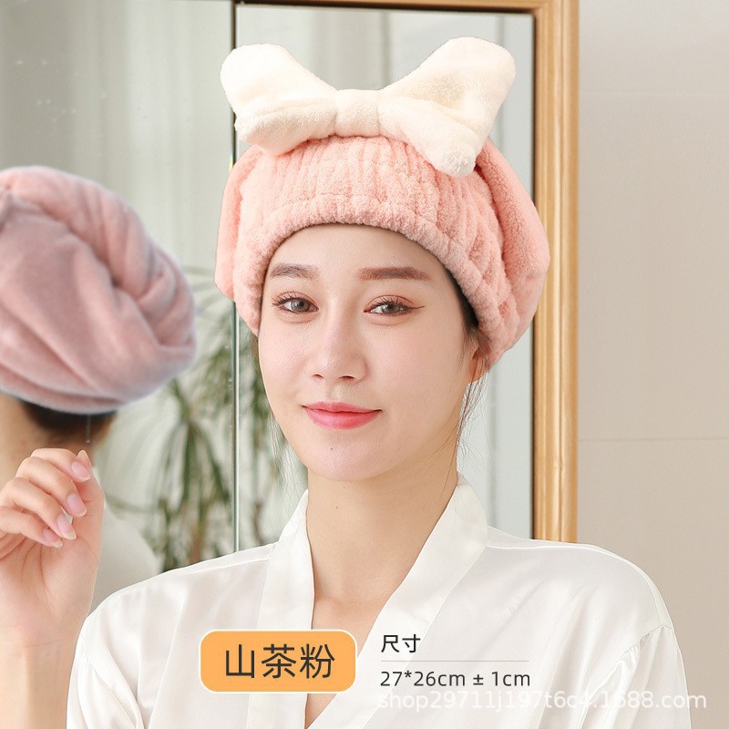 Gorro de secado del cabello súper absorbente de secado rápido japonés lindo arco princesa gorro de ducha terciopelo coral piña Plaid absorbente al por mayor image 9