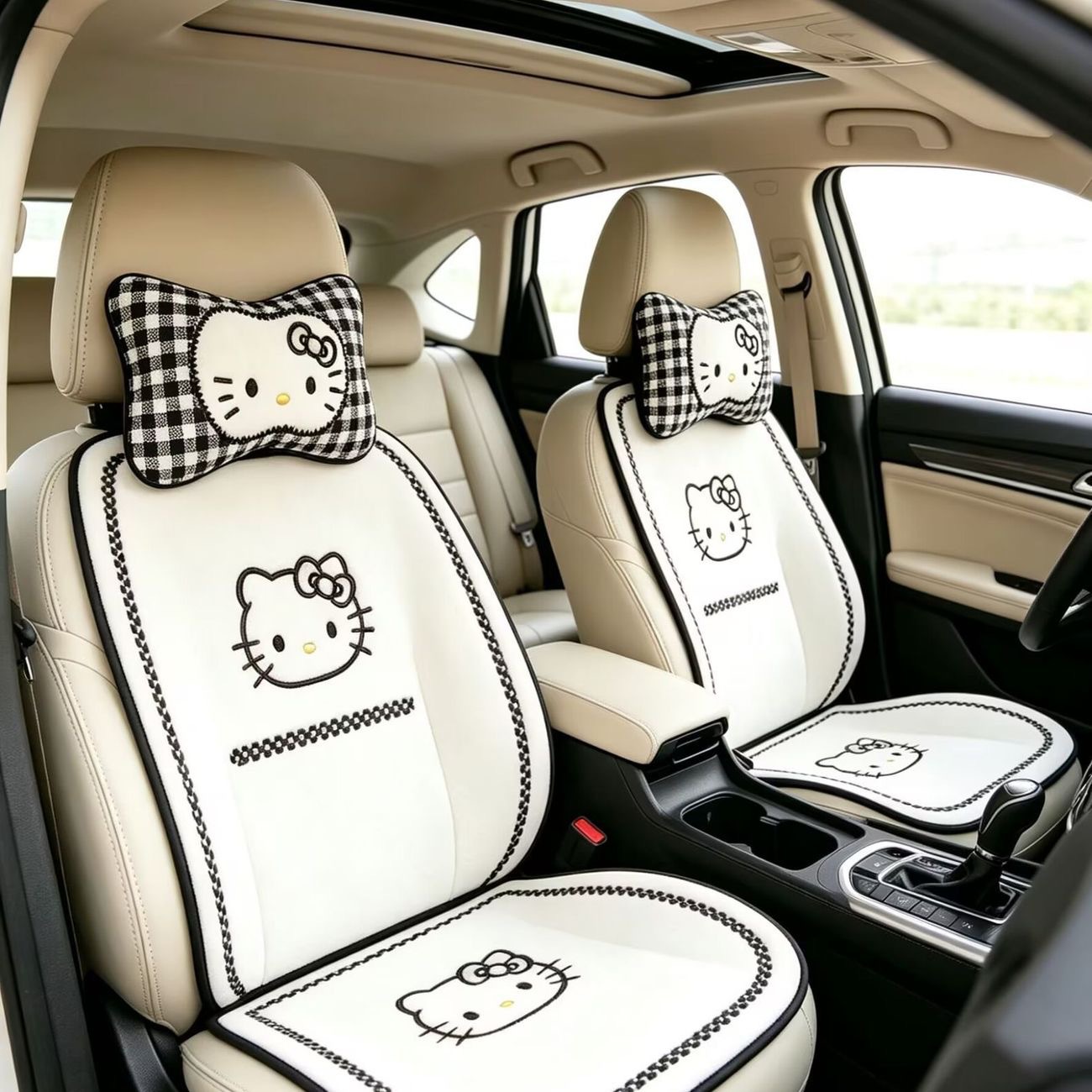 Creative In-Car Neck Pillow, Car Headrest Pillow for Women, Cute Kt Neck Support Pillow for Car Seat