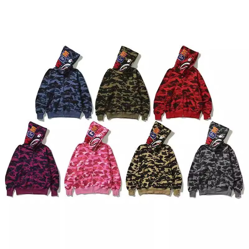 Japanese-style cross-border trendy brand shark head BAPE jacket, fashionable street casual hoodie with print for men Japanese-style cross-border trendy brand shark head BAPE jacket, fashionable street casual hoodie with print for men