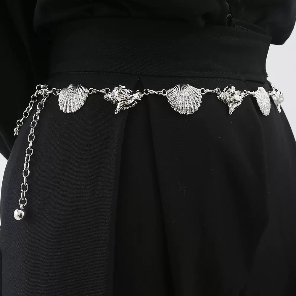 欧美跨境波西米亚民族风腰链金属贝壳海螺装饰腰链时尚女士身体链