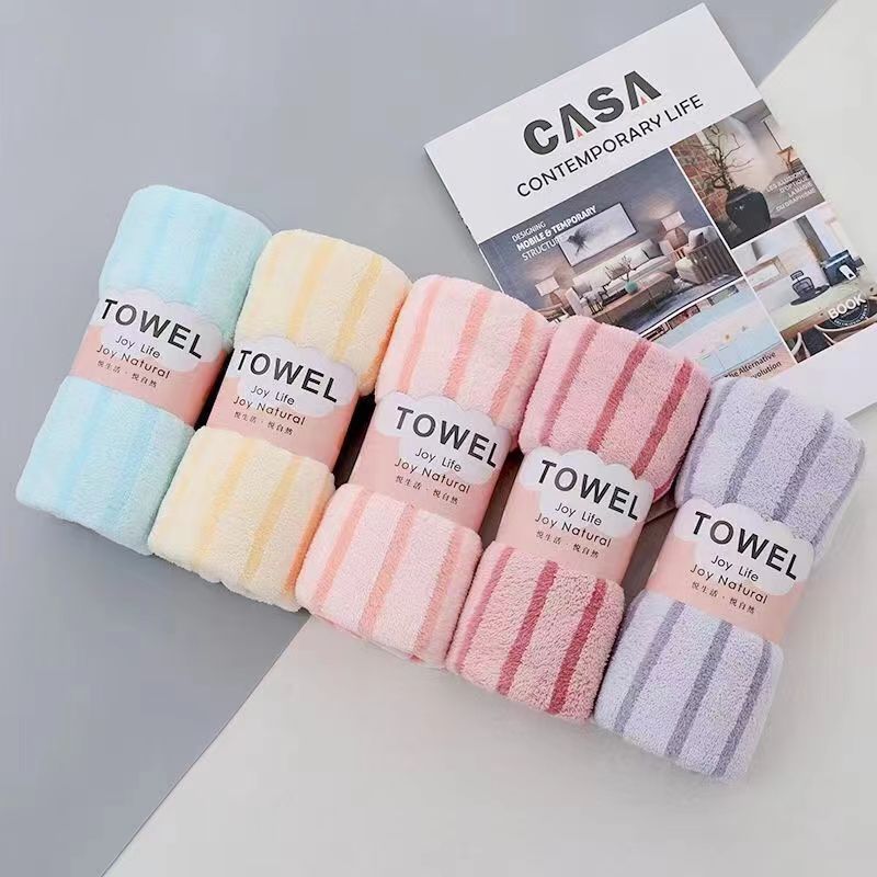 [Factory] One piece dropshipping wholesale warp knitted coral velvet narrow towel 35*75 wide towel without lint