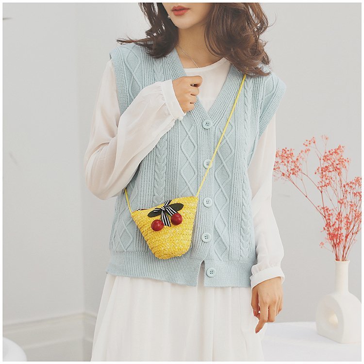 Fabrik Großhandel neue süße Kirsche Stroh Tasche Geldbörse Sommer Crossbody Stroh Tasche gewebte Tasche Urlaub Strandtasche_voghion.com