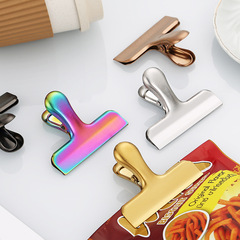 Color-plated stainless steel T-clip food sealing clip document book stamp snack food clip household fresh-keeping sealing clip