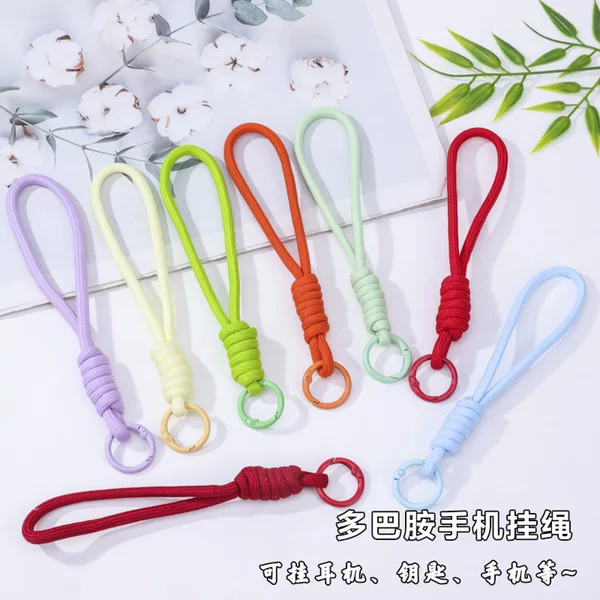Simple toy lanyard, fashionable and popular polyester multifunctional short beaded keychain pendant, anti-loss, in stock for wholesale
