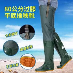 Men's and Women's Soft-Soled Rice Field Socks, Ultra-High Knee-Length Field Shoes, Lace-Up Buckle Long Rain Boots, Fishing Rain Boots, Wading