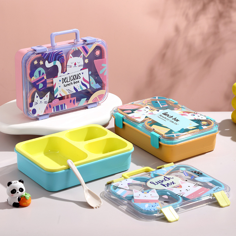漫画柄の多層弁当箱、学生食堂用ランチボックス、会社員用携帯プラスチック弁当箱、電子レンジ対応|undefined