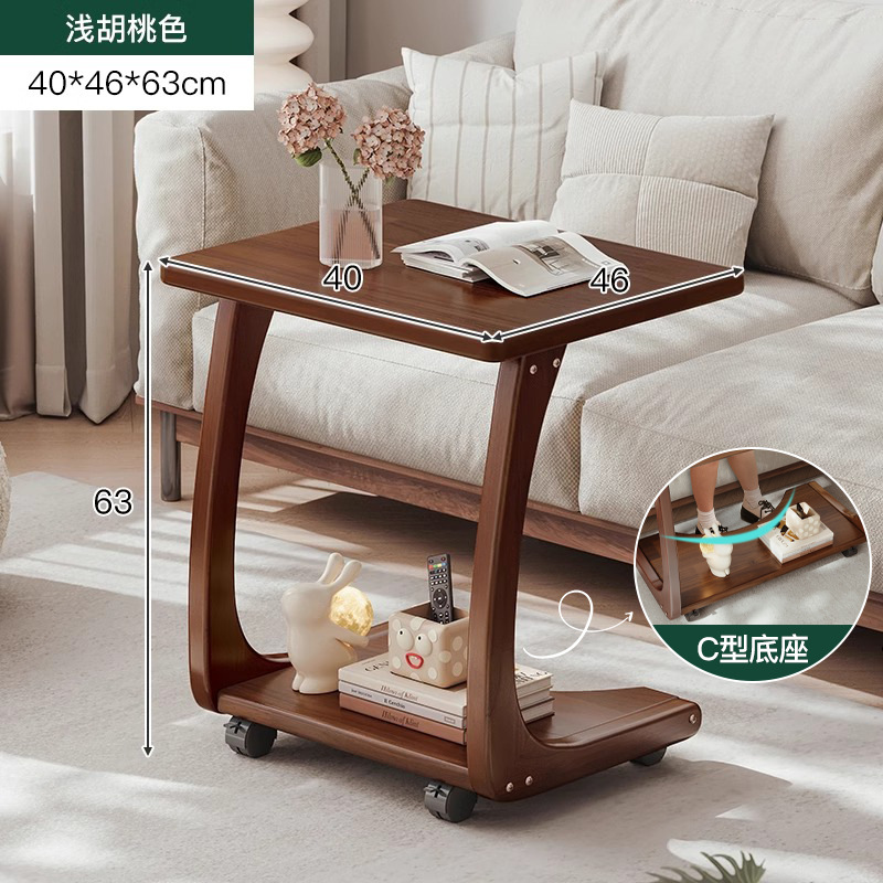 Mesa de cabecera de madera sólida dormitorio doméstico pequeño estante de cama ultra estrecho creativo de hendidura móvil gabinete pequeño carro