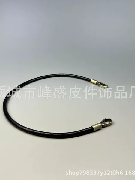 Source Manufacturer 8mm Thick Round Leather Cord with Metal Buckle, Bag Strap Handle, Single Shoulder Crossbody DIY Handmade Black Bag Cord