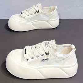 网面薄款透气大头面包鞋女2025夏季新款厚底小白鞋休闲百搭板鞋潮