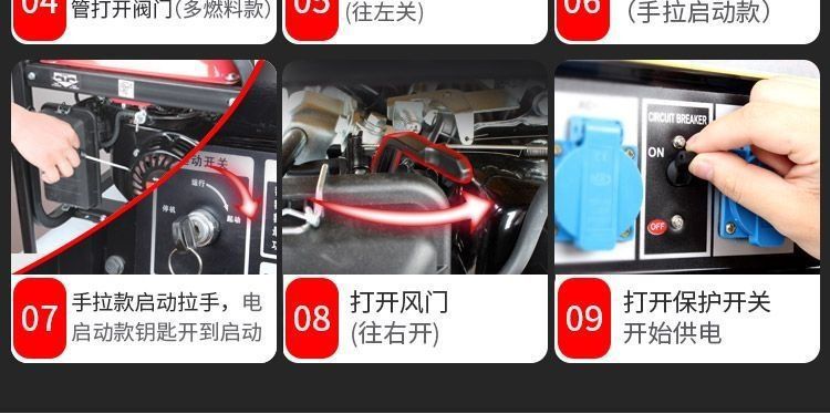 Inverter Gasoline Generator 220V for Home and Outdoor Use, Small, Silent, Portable, 3/5/8Kw, Ten Kilowatts, Three-Phase, 380 Volts