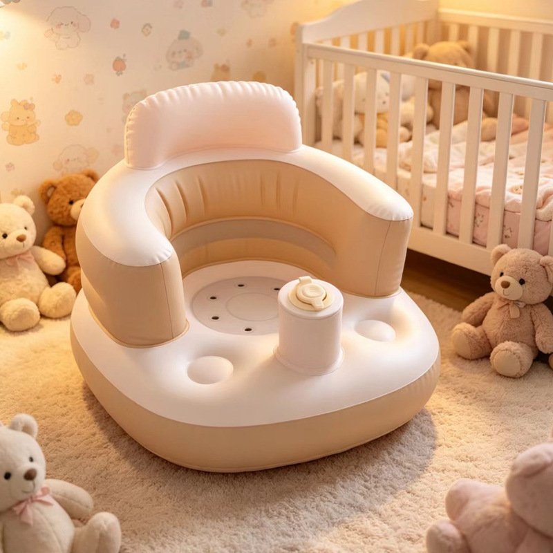 Silla inflable eléctrica para bebés 2026 en stock, asiento de aprendizaje para bebés, cojín para practicar sentarse, taburete de baño, sofá anticaída